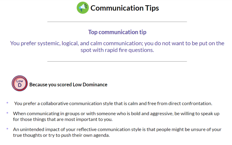 Screenshot of the Communication Tips page.